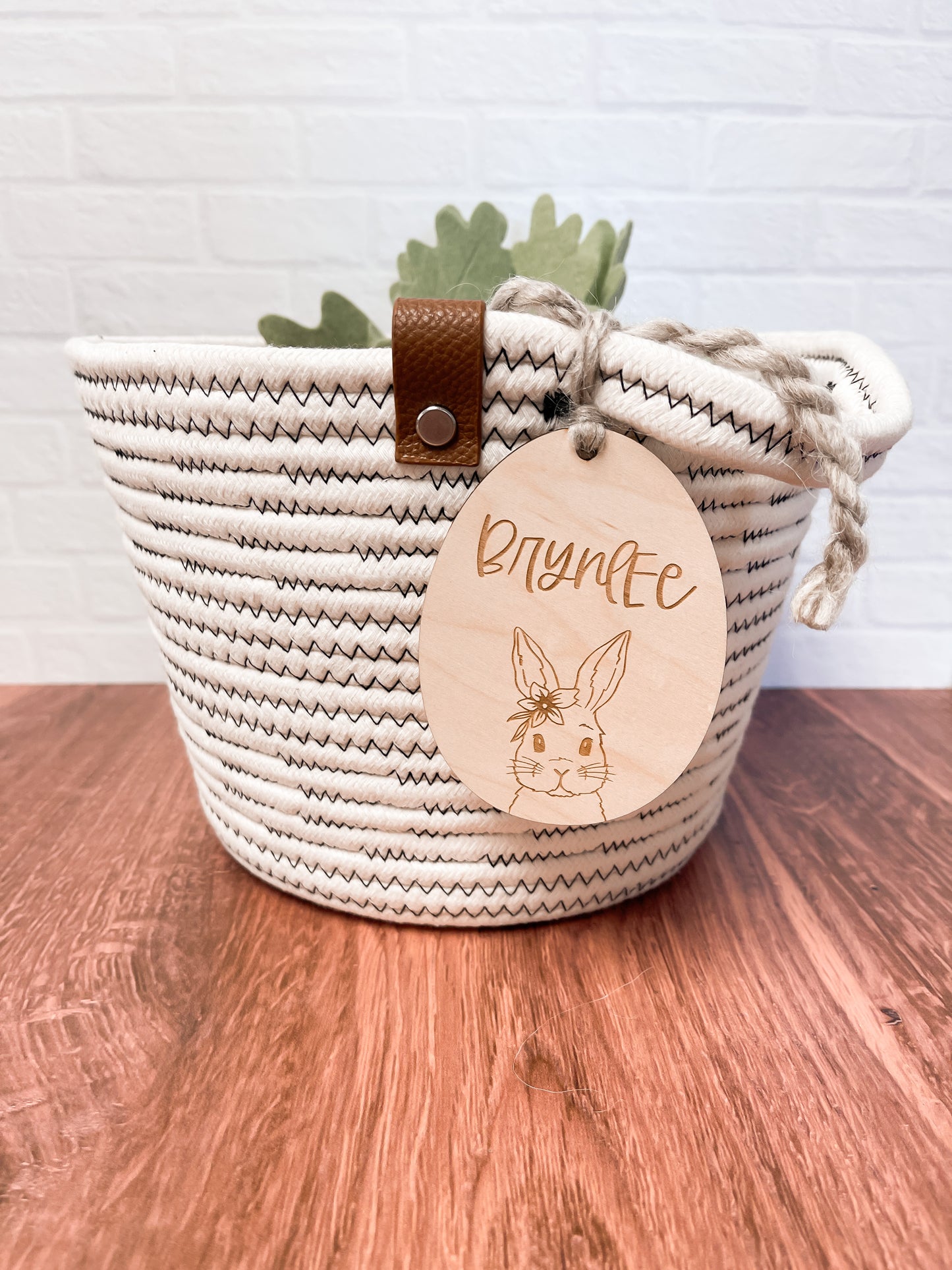 Egg Shaped Rabbit Florals Basket Tag