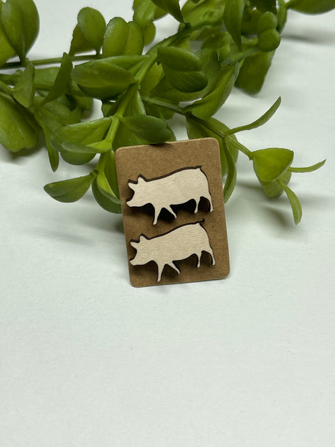 Pigs Laser Cut Stud Earrings