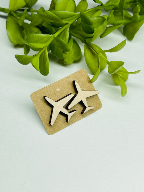 Airplane Laser Cut Stud Earrings