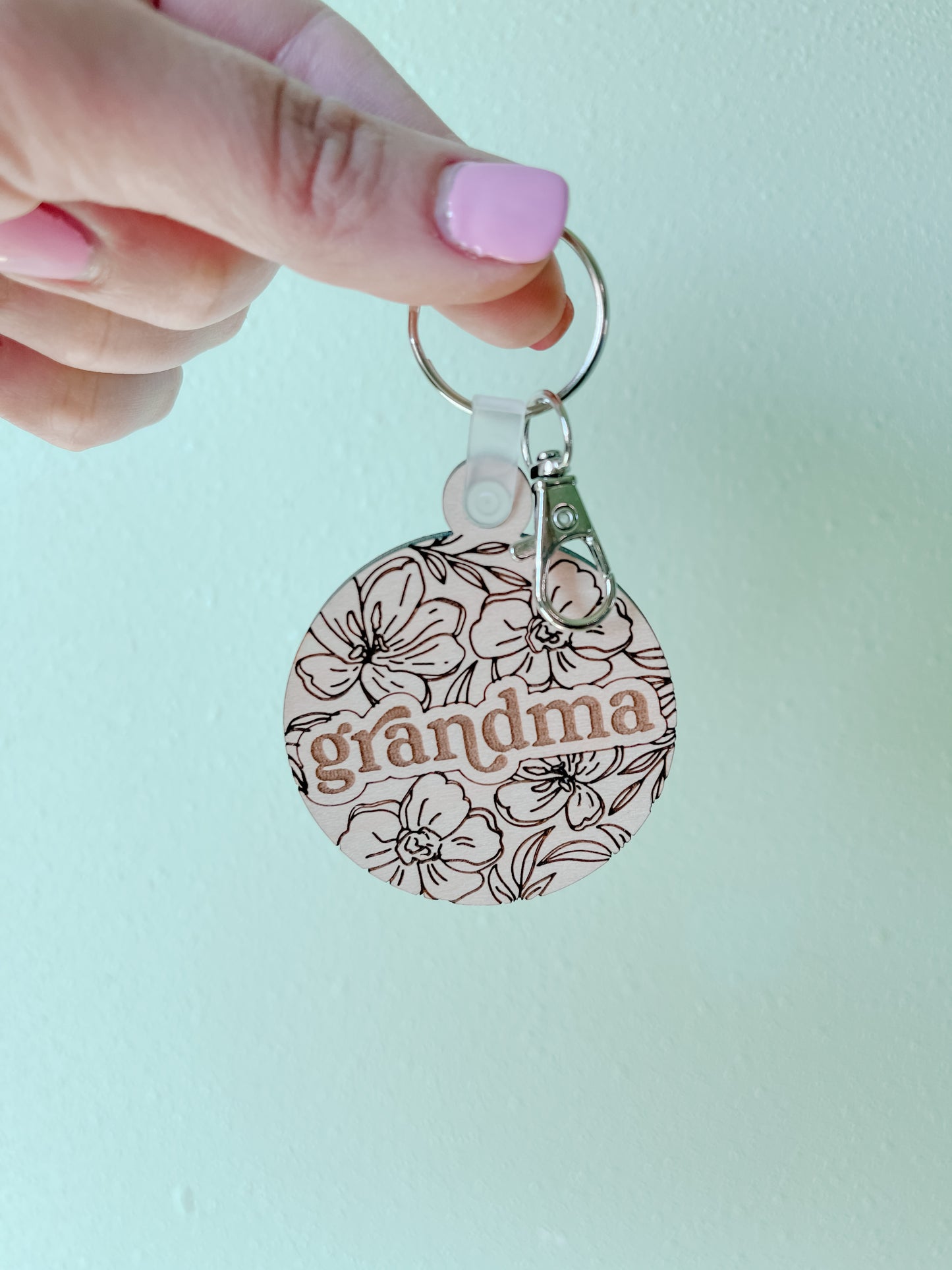 Floral Grandma Round Keychains