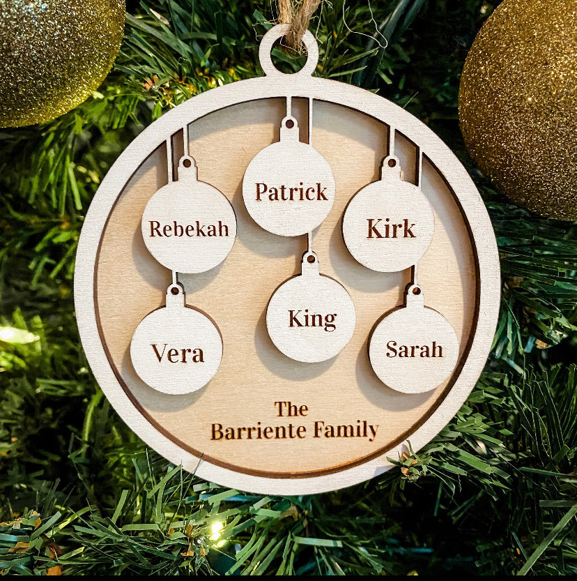 Family Names Ornament | 1-8 Names Bulb Family Ornament