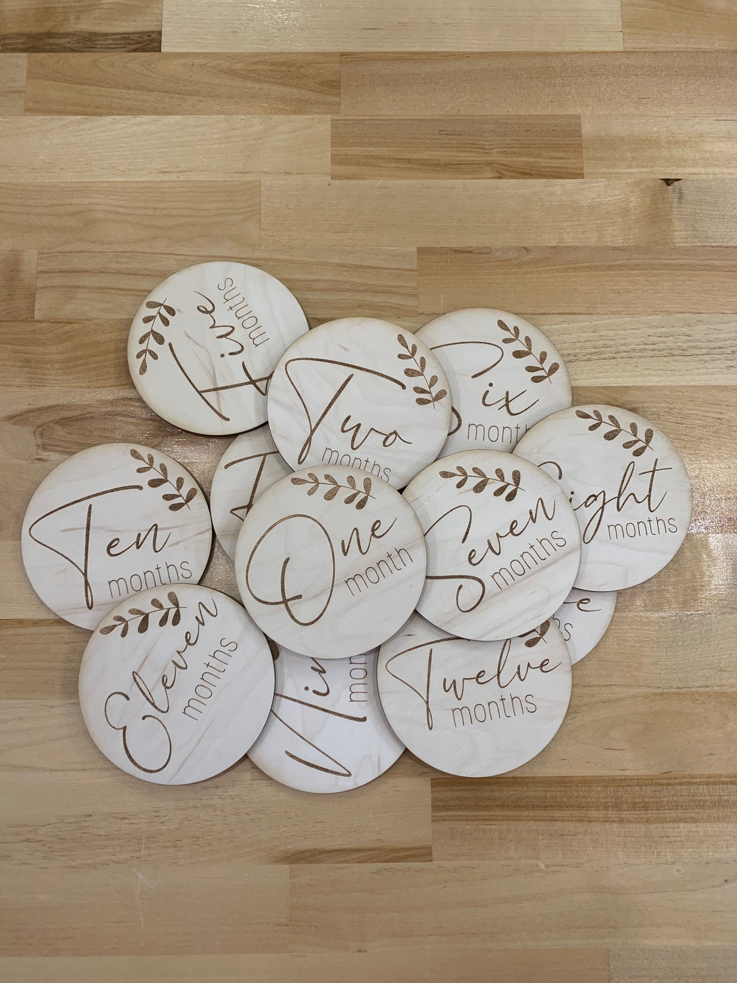 Monthly Baby Milestone Discs | Laser Engraved Milestone Markers