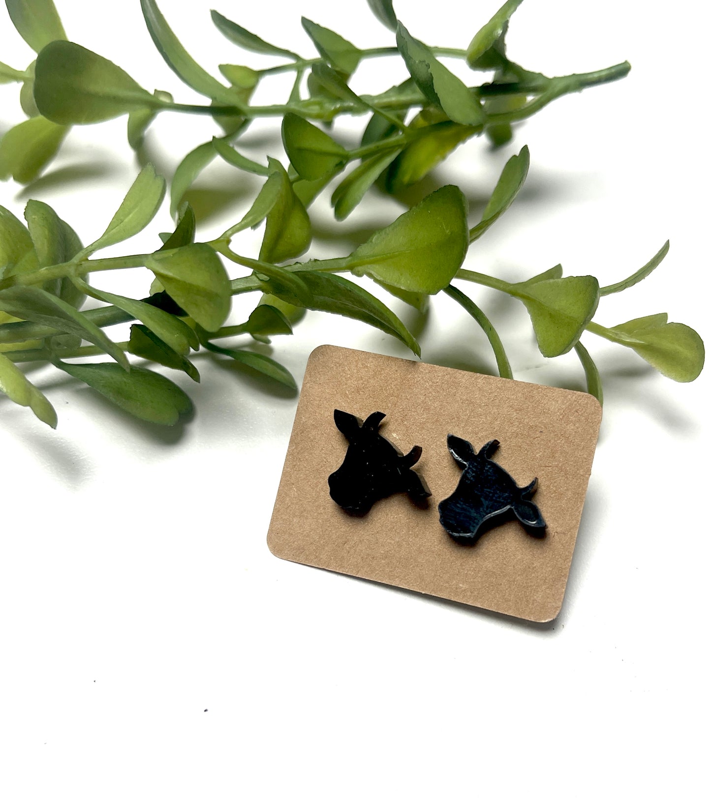 Cow Head Laser Cut Stud Earrings